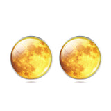 Fashion Jewelry Moon Galaxy Glass Cabochon Silver Stud Earrings 2015 New Earrings For Women-Low Cost Product-Low Cost Product