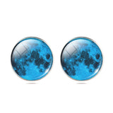 Fashion Jewelry Moon Galaxy Glass Cabochon Silver Stud Earrings 2015 New Earrings For Women-Low Cost Product-Low Cost Product