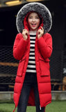 2016 Fashion Long Winter Jacket Women Slim Solid Hooded Fur Collar Zippers Pocket Ladies Long Jacket Warm Down Coat Plus Size-Low Cost Product-Low Cost Product
