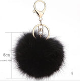2016 Fashion 13 Colors Rabbit Fur Keychain Ball PomPom Cell Phone Car Keychain Pendant Handbag Gold/Silver Metal Charm Key Ring-Low Cost Product-Low Cost Product