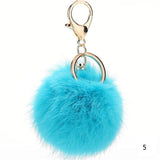 2016 Fashion 13 Colors Rabbit Fur Keychain Ball PomPom Cell Phone Car Keychain Pendant Handbag Gold/Silver Metal Charm Key Ring-Low Cost Product-Low Cost Product
