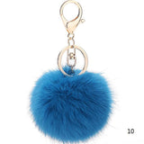 2016 Fashion 13 Colors Rabbit Fur Keychain Ball PomPom Cell Phone Car Keychain Pendant Handbag Gold/Silver Metal Charm Key Ring-Low Cost Product-Low Cost Product