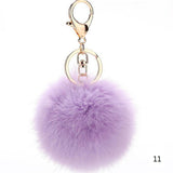 2016 Fashion 13 Colors Rabbit Fur Keychain Ball PomPom Cell Phone Car Keychain Pendant Handbag Gold/Silver Metal Charm Key Ring-Low Cost Product-Low Cost Product