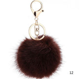 2016 Fashion 13 Colors Rabbit Fur Keychain Ball PomPom Cell Phone Car Keychain Pendant Handbag Gold/Silver Metal Charm Key Ring-Low Cost Product-Low Cost Product