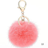 2016 Fashion 13 Colors Rabbit Fur Keychain Ball PomPom Cell Phone Car Keychain Pendant Handbag Gold/Silver Metal Charm Key Ring-Low Cost Product-Low Cost Product