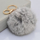 2016 Fashion 13 Colors Rabbit Fur Keychain Ball PomPom Cell Phone Car Keychain Pendant Handbag Gold/Silver Metal Charm Key Ring-Low Cost Product-Low Cost Product