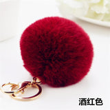 2016 Fashion 13 Colors Rabbit Fur Keychain Ball PomPom Cell Phone Car Keychain Pendant Handbag Gold/Silver Metal Charm Key Ring-Low Cost Product-Low Cost Product