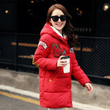 new 2016 winter jacket women military print parkas duck down loose fit coat medium long pathchwork plus size overcoat snowear-Low Cost Product-Low Cost Product