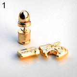 Bluelans Cool Stereo Pistol Bullets Asymmetry Alloy Stud Earrings Ear Piercing Jewelry-Low Cost Product-Low Cost Product