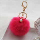 Sale 2016 New Rabbit Fur Ball Keychain Bag Plush Trinket Car Key Ring Car Key Small Pendant llaveros Fast Shipping Feida-Low Cost Product-Low Cost Product