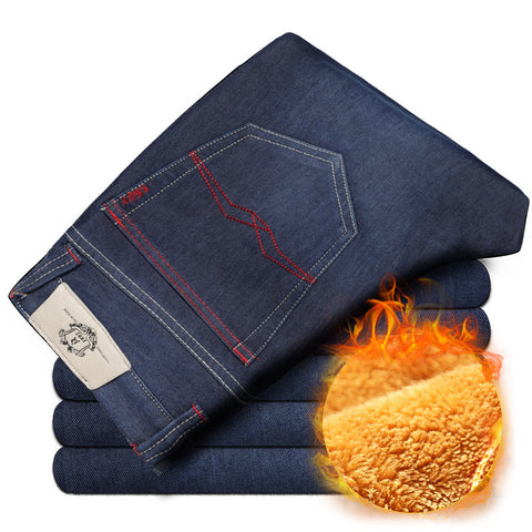 Mens Winter Thicken Stretch Denim Jeans Warm Fleece Jean Pants Trousers Size 32 33 34 35 36 38 40 42-Low Cost Product-Low Cost Product