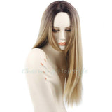 Grey Ombre Wig False Hair Synthetic Wigs for Black Women 26" Long Straight Natural Cheap Hair jenner Gray Wig Female Hair-Low Cost Product-Low Cost Product