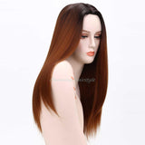 Grey Ombre Wig False Hair Synthetic Wigs for Black Women 26" Long Straight Natural Cheap Hair jenner Gray Wig Female Hair-Low Cost Product-Low Cost Product