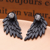 Pameng New Fashion Black Gold Silver Color Gothic Women Cool Jewelry Angel Wings Rhinestone Alloy Stud Earrings Gifts-Low Cost Product-Low Cost Product