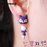 Kittenup New Fashion Yellow Purple Black Animal Cute Fox Stud Earrings For Women Jewelry Gifts 0418-Low Cost Product-Low Cost Product