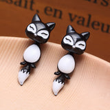 Kittenup New Fashion Yellow Purple Black Animal Cute Fox Stud Earrings For Women Jewelry Gifts 0418-Low Cost Product-Low Cost Product
