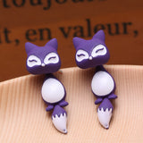 Kittenup New Fashion Yellow Purple Black Animal Cute Fox Stud Earrings For Women Jewelry Gifts 0418-Low Cost Product-Low Cost Product