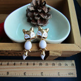 Kittenup New Fashion Yellow Purple Black Animal Cute Fox Stud Earrings For Women Jewelry Gifts 0418-Low Cost Product-Low Cost Product