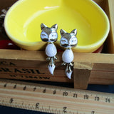 Kittenup New Fashion Yellow Purple Black Animal Cute Fox Stud Earrings For Women Jewelry Gifts 0418-Low Cost Product-Low Cost Product