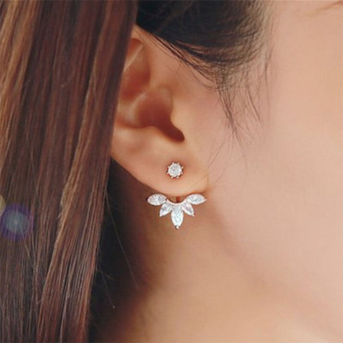 Korean Gold and Silver Plated Leave Crystal Stud Earrings Fashion Statement Jewelry Earrings for Women free shipping-Low Cost Product-Low Cost Product