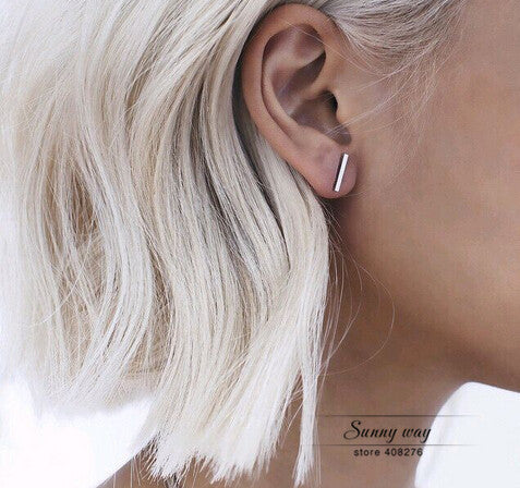 E119 Free shipping Brief stick Studs Earrings wholesale 0.6cm/1.2cm/2cm-Low Cost Product-Low Cost Product