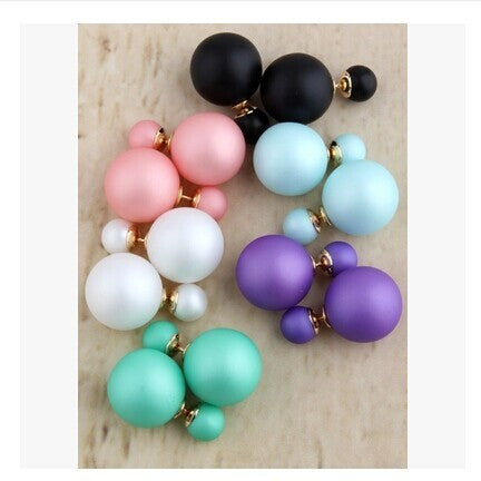 new fashion Cheap Price Fashion Double Sides Matt Candy Color Round Ball Stud Earrings For Lady free shipping crystal jewelry-Low Cost Product-Low Cost Product
