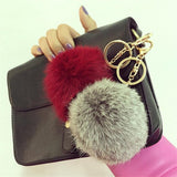 2016 Fashion 13 Colors Rabbit Fur Keychain Ball PomPom Cell Phone Car Keychain Pendant Handbag Gold/Silver Metal Charm Key Ring-Low Cost Product-Low Cost Product