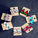 Many New Designs Animal Rabbit Monkey Fruit Month Small Acrylic Stud Earrings For Women Night Club Punk Jewelry Accessories-Low Cost Product-Low Cost Product