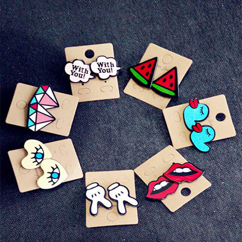 Many New Designs Animal Rabbit Monkey Fruit Month Small Acrylic Stud Earrings For Women Night Club Punk Jewelry Accessories-Low Cost Product-Low Cost Product