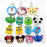 Cartoon Anime Minion Cute Owl Key Cover TO.US Bear Mickey Keychain Silicone Hello Kitty Holder porte clef Ring cat cap chain-Low Cost Product-Low Cost Product
