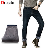 Drizzte Mens Winter Fleece Jeans Lined Stretch Denim Warm Black Jeans For Men Designer Slim Fit Brand Trousers Pants Jeans-Low Cost Product-Low Cost Product