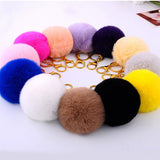 Real Fur Ball 8.5cm Pompom Keychain Car Keyring Rabbit Fur Ball Keychain Fur Brand Pompons Bag Charms With Chains Keyring-Low Cost Product-Low Cost Product